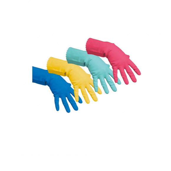 Перчатки резиновые Vileda Professional многоцелевые с х/б напылением голубые, размер 9, L (100754)  