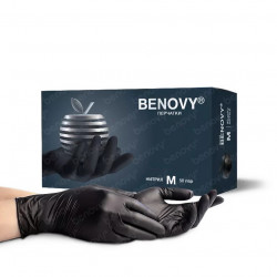 Перчатки нитриловые BENOVY MultiColor 50 пар/уп (M) чёрные Перчатки нитриловые BENOVY MultiColor 50 пар/уп (M) чёрные